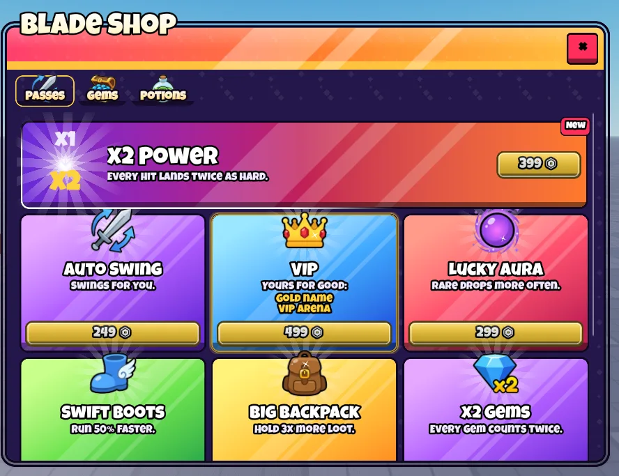 Cashier with the Arcade Style: a sword game’s shop led by a full-width banner