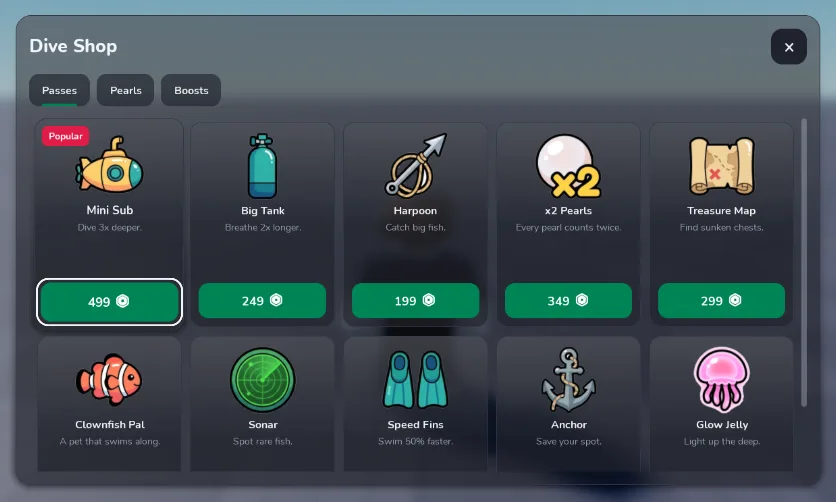 Cashier with the Glass Style: a diving game’s shop over the blurred game